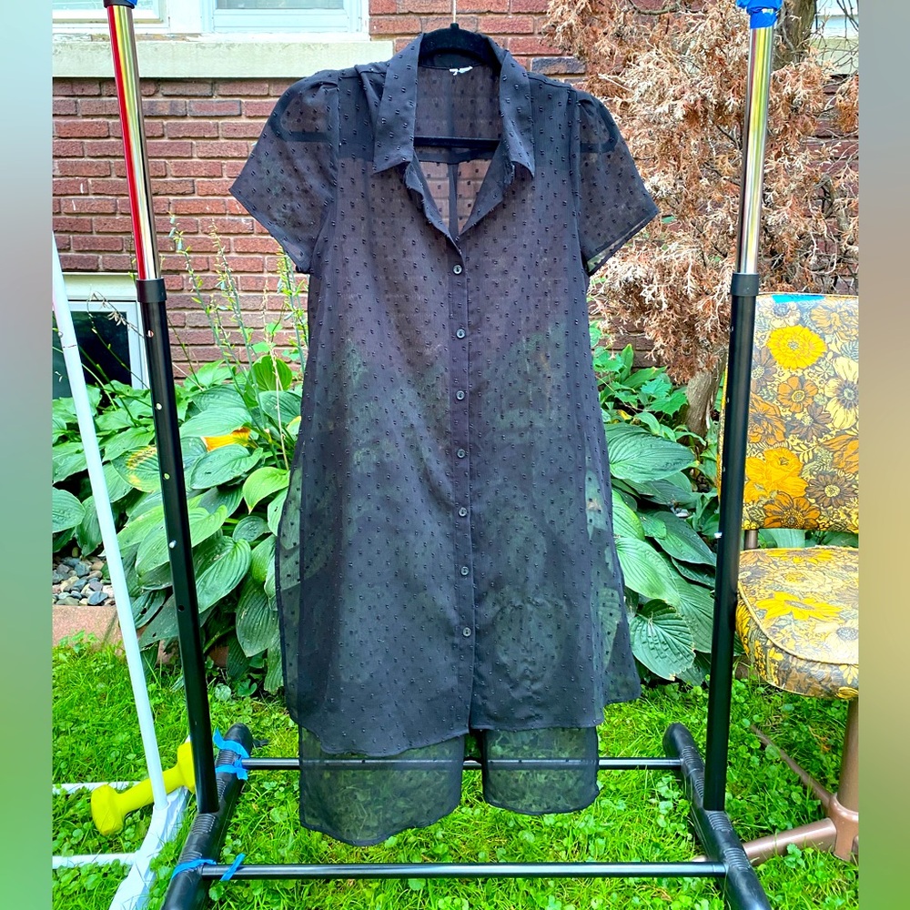 Sheer black polka dot dress